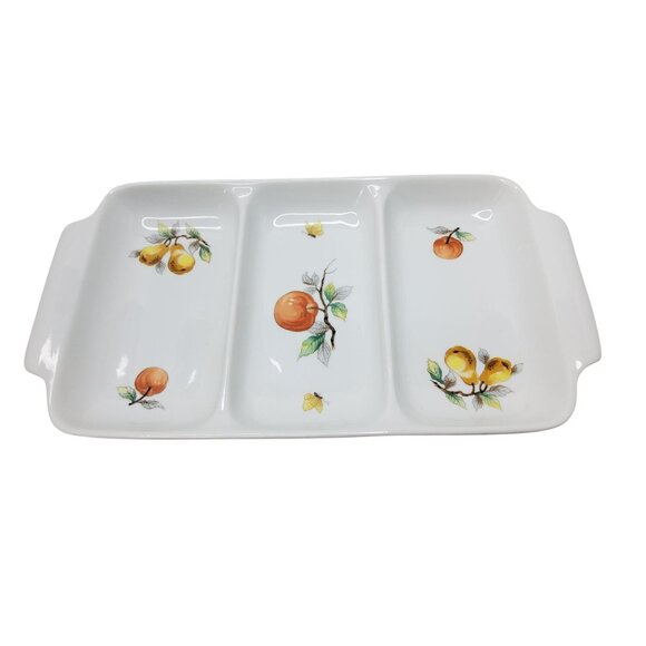 Vintage Andrea by Sadek Oven to Table cookware 8190 Ceramic Orchard Themed Divid - Picture 4 of 5